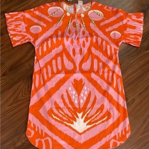 NWT embellished Sheridan French dress Pink Orange Large